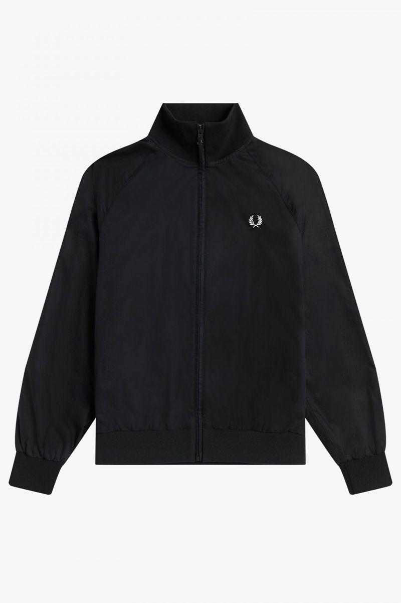 Black Fred Perry Graphic Print Zip Through Men's Jackets | PH 1191XYUF